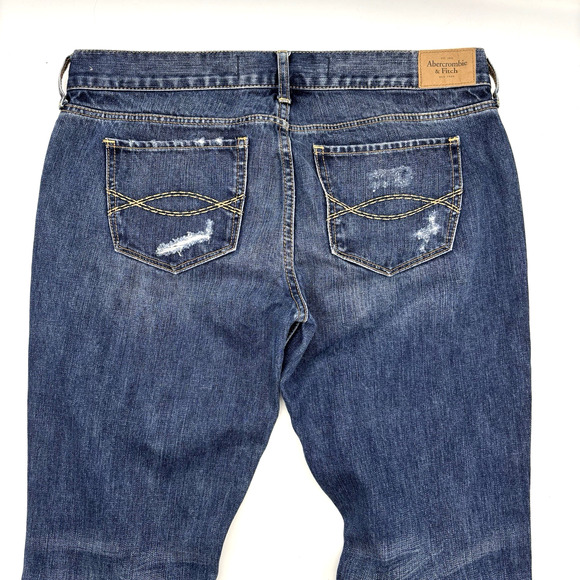 2016 Abercrombie & Fitch EMMA Medium Wash Distressed Bootcut Denim Jeans 31x29" - Picture 13 of 15